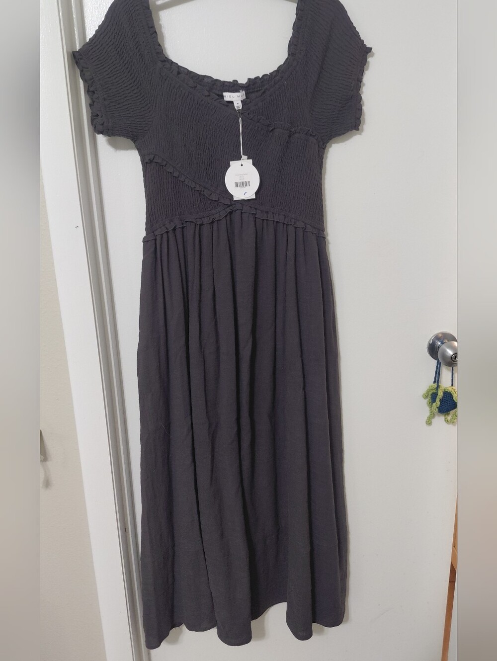 NWT Miou Mus Grey Dress W/ smocking detail
